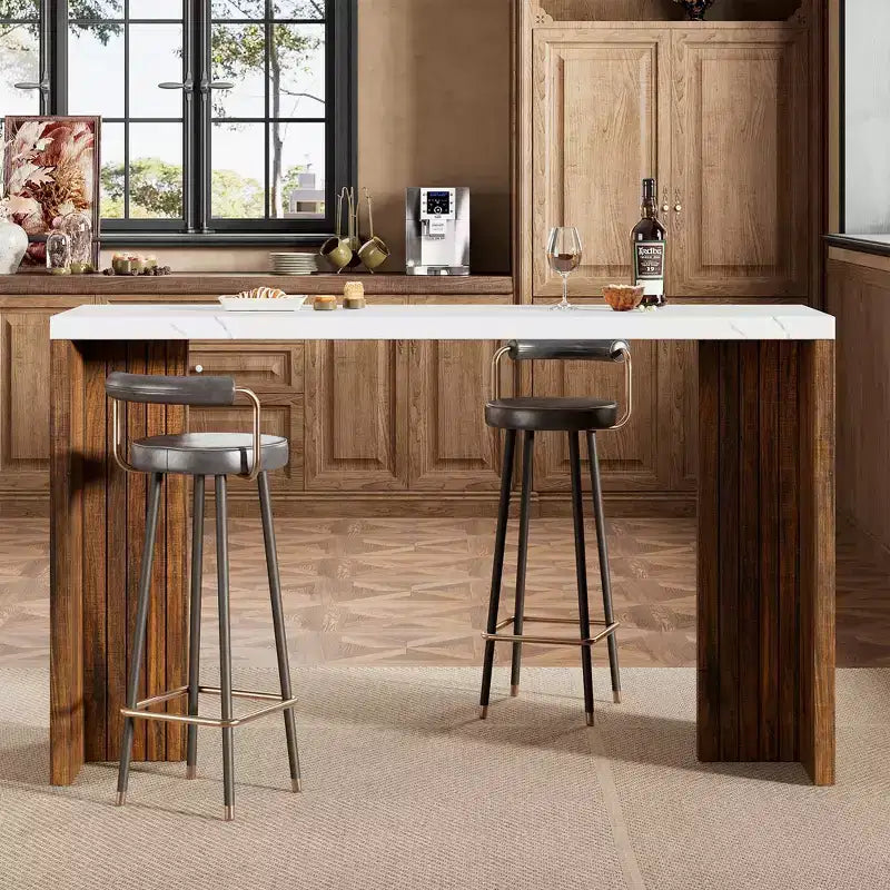 Table de bar mange-debout à hauteur de comptoir avec plateau extra-épais