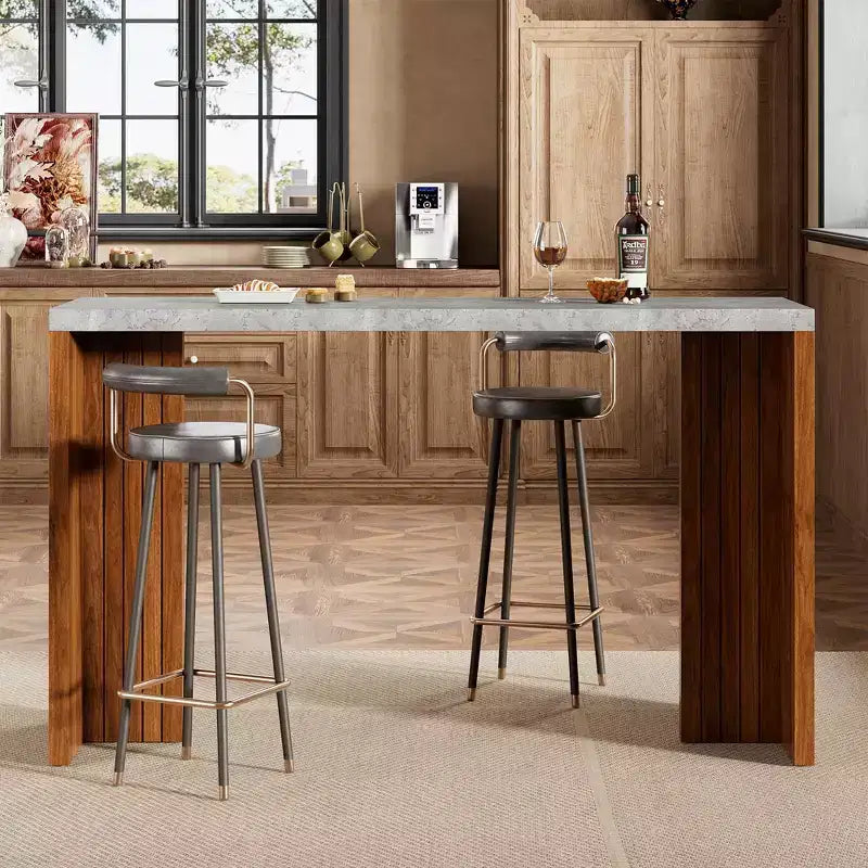 Table de bar mange-debout à hauteur de comptoir avec plateau extra-épais