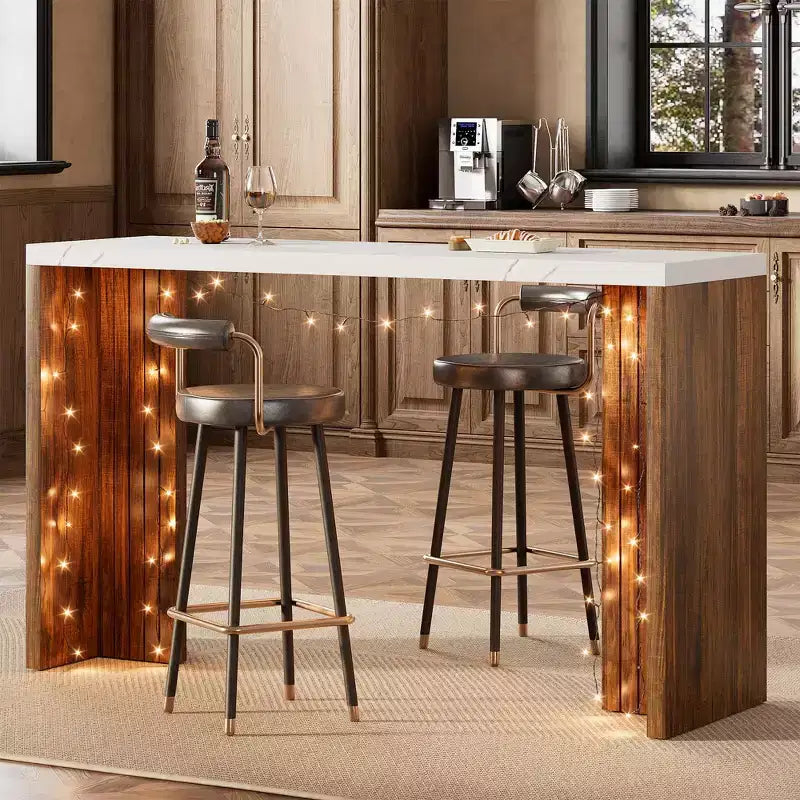 Table de bar mange-debout à hauteur de comptoir avec plateau extra-épais