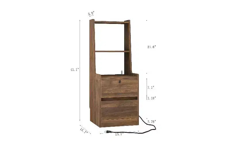 Table de chevet haute avec veilleuse et station de recharge