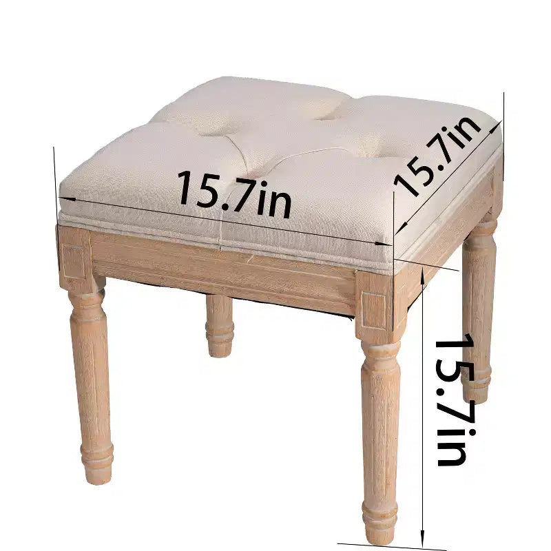Petit banc rembourré, pouf rustique carré tapissé, tabouret de coiffeuse