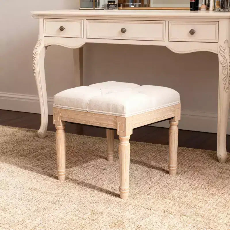 Petit banc rembourré, pouf rustique carré tapissé, tabouret de coiffeuse