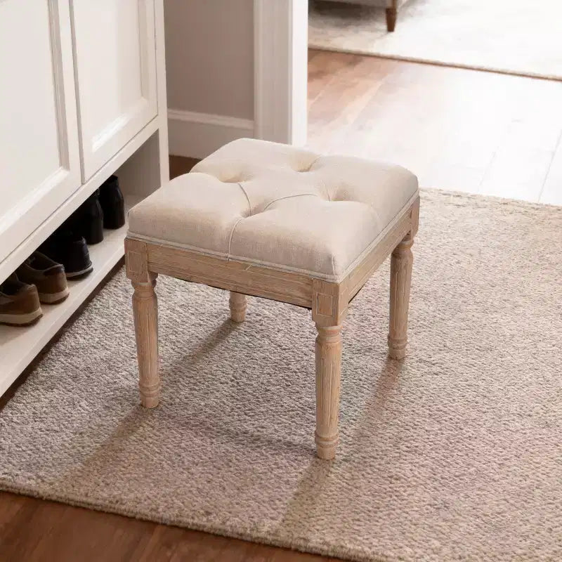Petit banc rembourré, pouf rustique carré tapissé, tabouret de coiffeuse