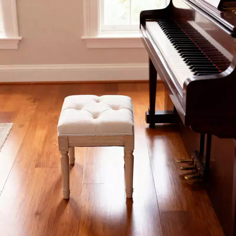 Petit banc rembourré, pouf rustique carré tapissé, tabouret de coiffeuse