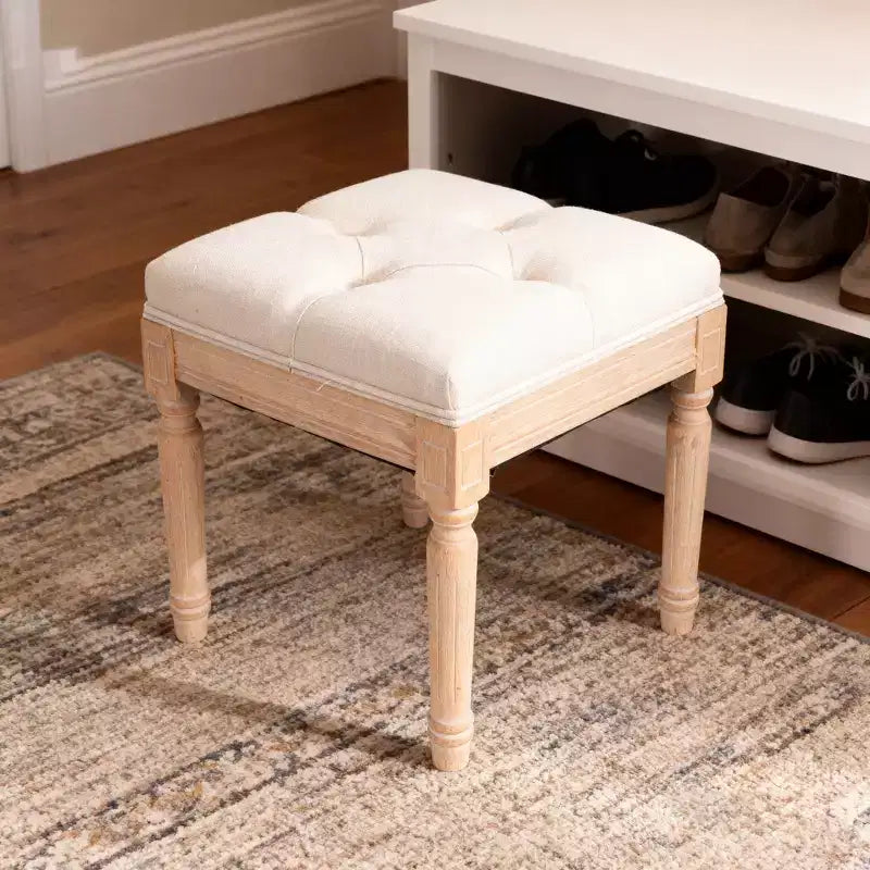 Petit banc rembourré, pouf rustique carré tapissé, tabouret de coiffeuse