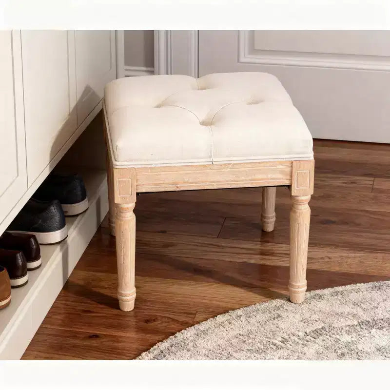 Petit banc rembourré, pouf rustique carré tapissé, tabouret de coiffeuse