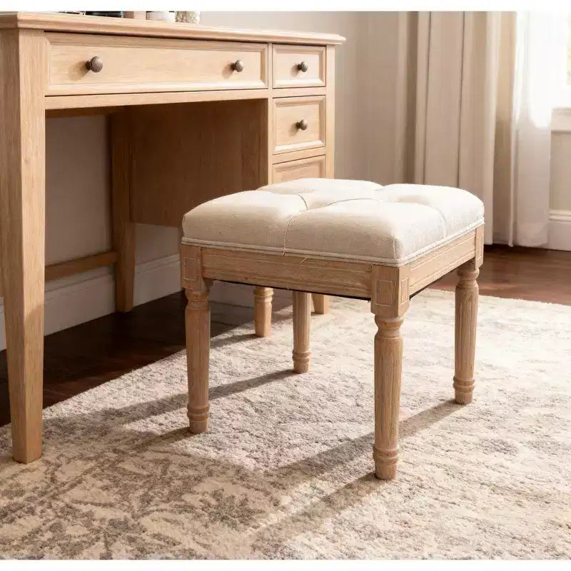 Petit banc rembourré, pouf rustique carré tapissé, tabouret de coiffeuse