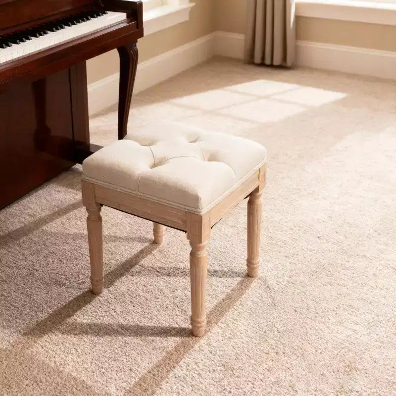 Petit banc rembourré, pouf rustique carré tapissé, tabouret de coiffeuse