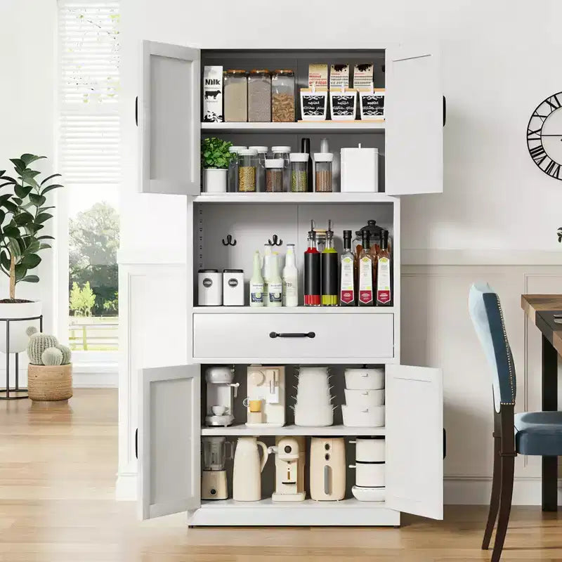 Meuble de rangement moderne robuste en acier blanc pour garde-manger