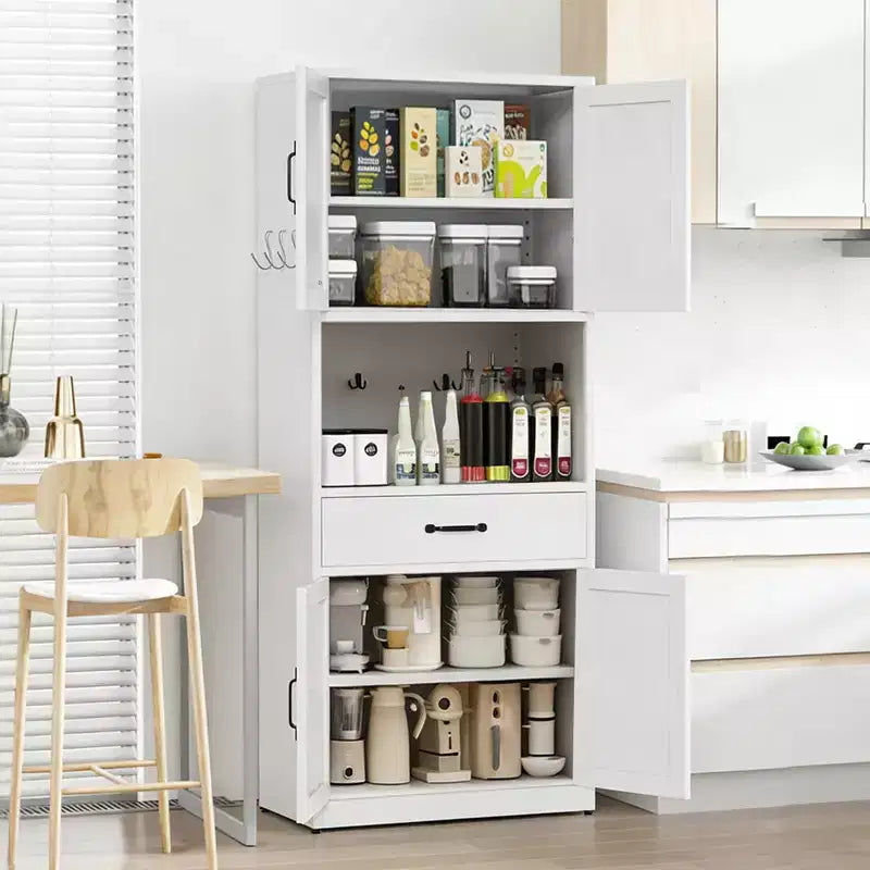 Meuble de rangement moderne robuste en acier blanc pour garde-manger