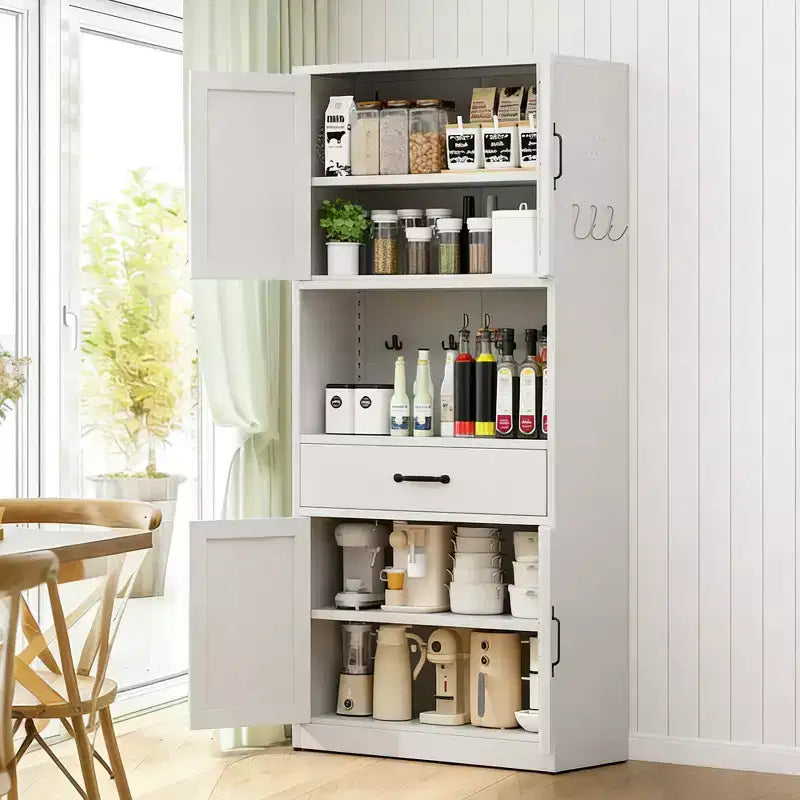 Meuble de rangement moderne robuste en acier blanc pour garde-manger