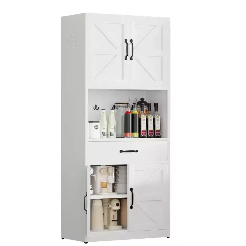 Meuble de rangement moderne robuste en acier blanc pour garde-manger