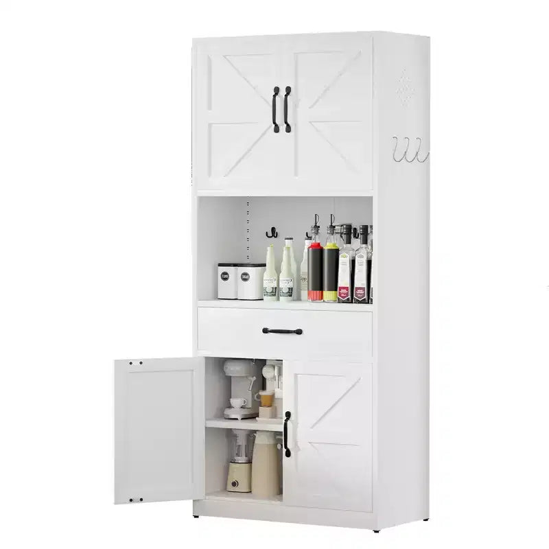 Meuble de rangement moderne robuste en acier blanc pour garde-manger
