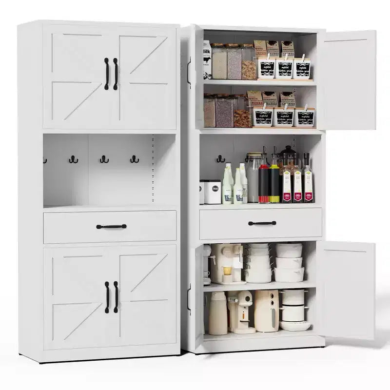 Meuble de rangement moderne robuste en acier blanc pour garde-manger