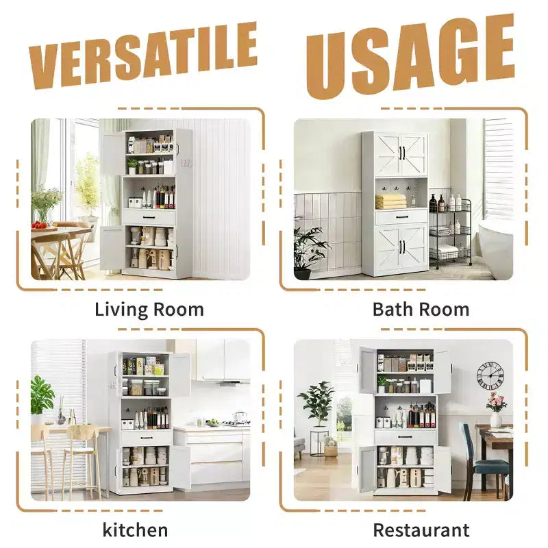 Meuble de rangement moderne robuste en acier blanc pour garde-manger