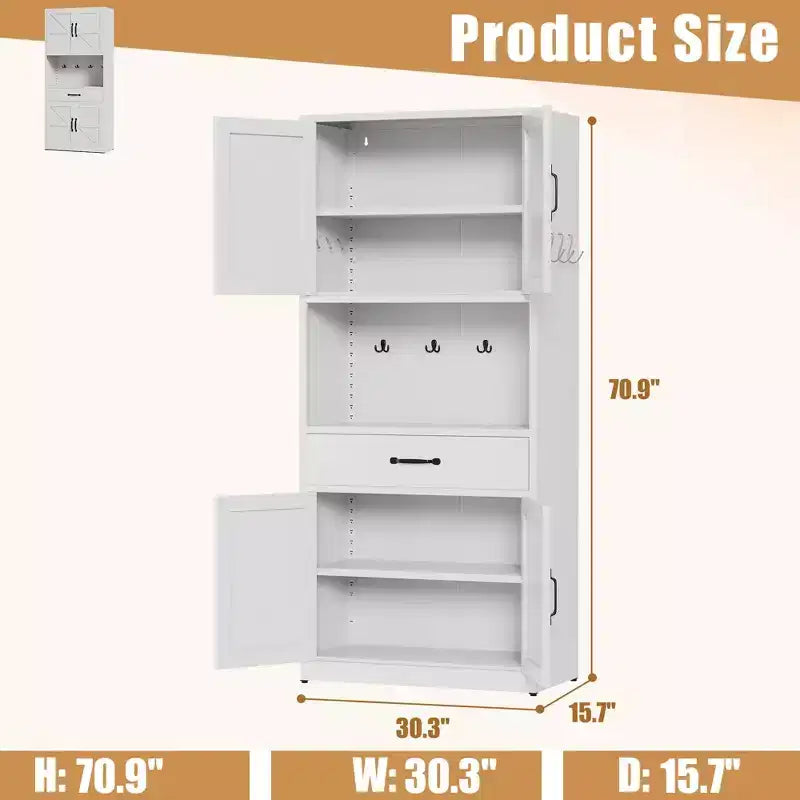 Meuble de rangement moderne robuste en acier blanc pour garde-manger