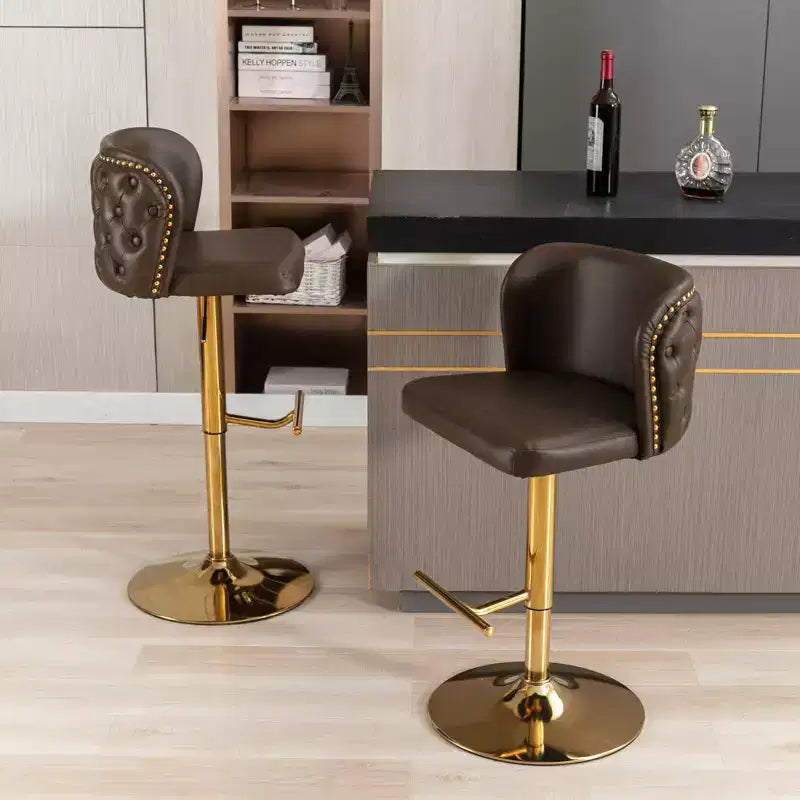 Tabouret de bar en PU rembourré, chaises de comptoir avec base pivotante pour îlot de cuisine