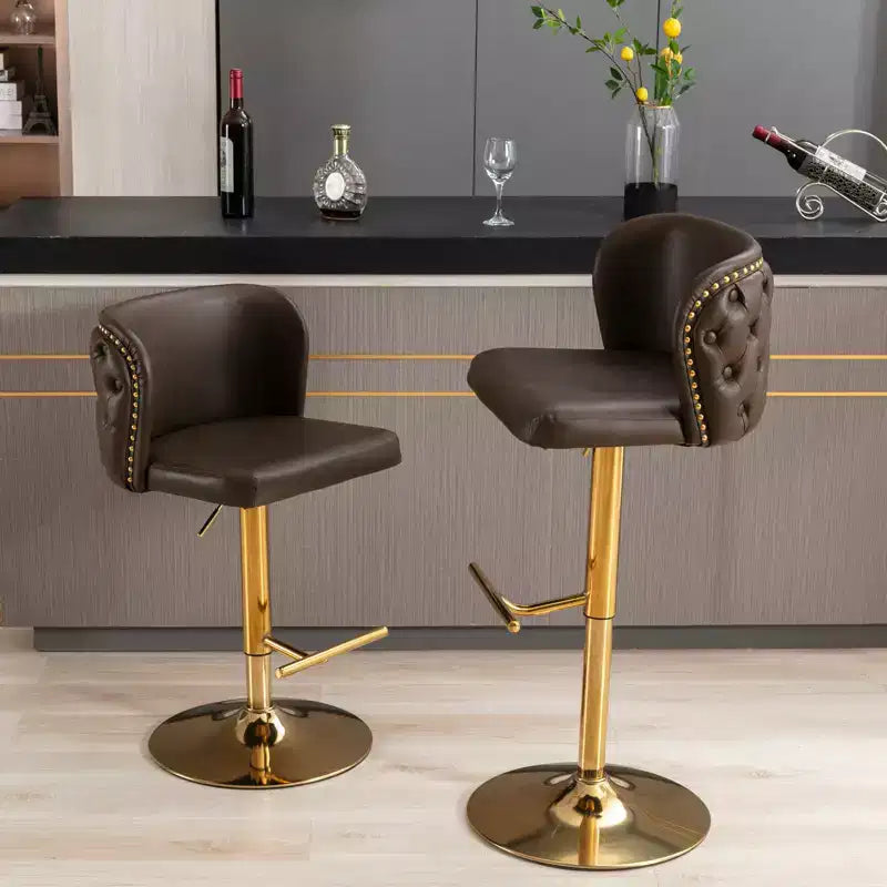 Tabouret de bar en PU rembourré, chaises de comptoir avec base pivotante pour îlot de cuisine