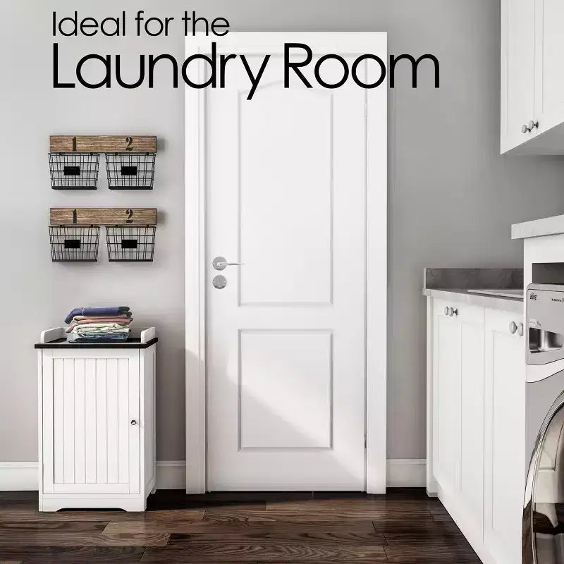 Meuble de rangement de salle de bain autoportant avec porte persienne et plateau galerie