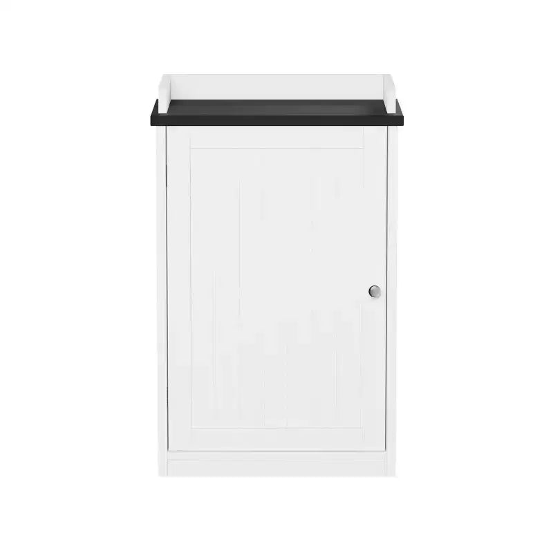 Meuble de rangement de salle de bain autoportant avec porte persienne et plateau galerie